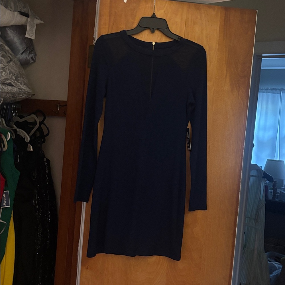 NWT Express Elegant Navy Long Sleeve Dress